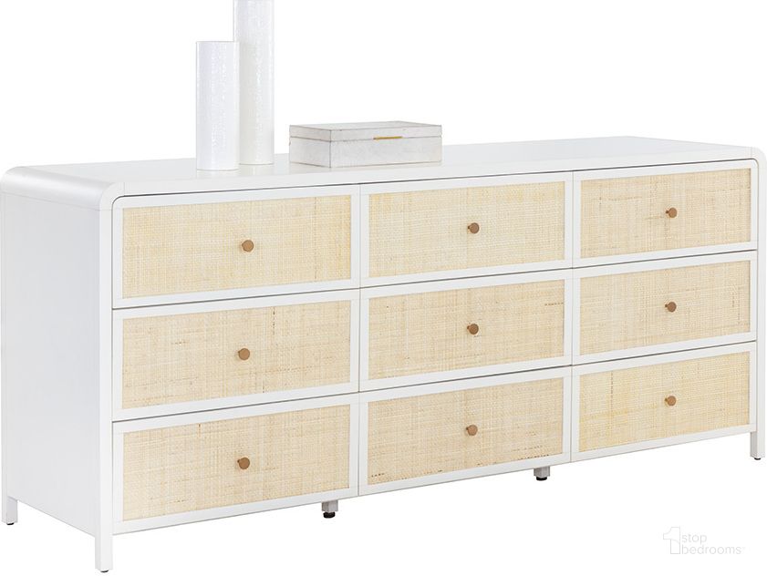 The appearance of Tierra Large Dresser designed by Sunpan in the transitional interior design. This white piece of furniture  was selected by 1StopBedrooms from Tierra Collection to add a touch of cosiness and style into your home. Sku: 109790. Product Type: Dresser. Material: Rattan. Image1