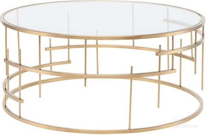 The appearance of Tiffany Gold Metal Coffee Table designed by Nuevo in the modern / contemporary interior design. This gold piece of furniture  was selected by 1StopBedrooms from Tiffany Collection to add a touch of cosiness and style into your home. Sku: HGDE159. Material: Metal. Product Type: Coffee Table. Image1