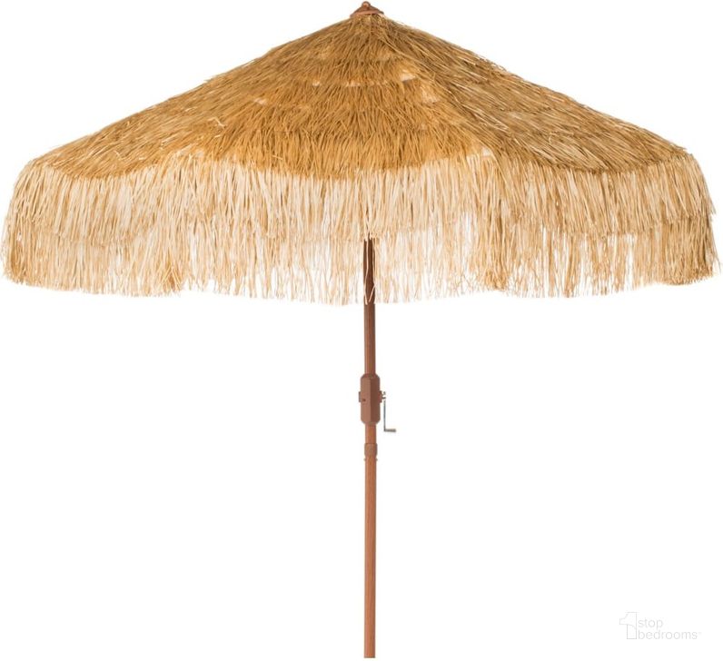 The appearance of Tiki Tan 9-Foot Crank Umbrella designed by Safavieh in the coastal interior design. This tan piece of furniture  was selected by 1StopBedrooms from Safavieh PAT Collection to add a touch of cosiness and style into your home. Sku: PAT8012A. Material: Aluminum. Product Type: Umbrella. Image1