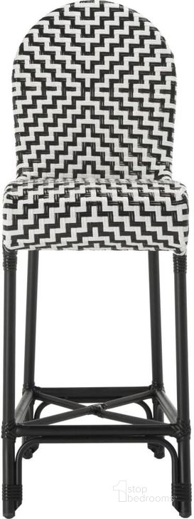 The appearance of Tilden Black and White Indoor Outdoor Bar Stool designed by Safavieh in the modern / contemporary interior design. This black and white piece of furniture  was selected by 1StopBedrooms from Safavieh PAT Collection to add a touch of cosiness and style into your home. Sku: PAT4021A. Product Type: Barstool. Material: Aluminium. Image1