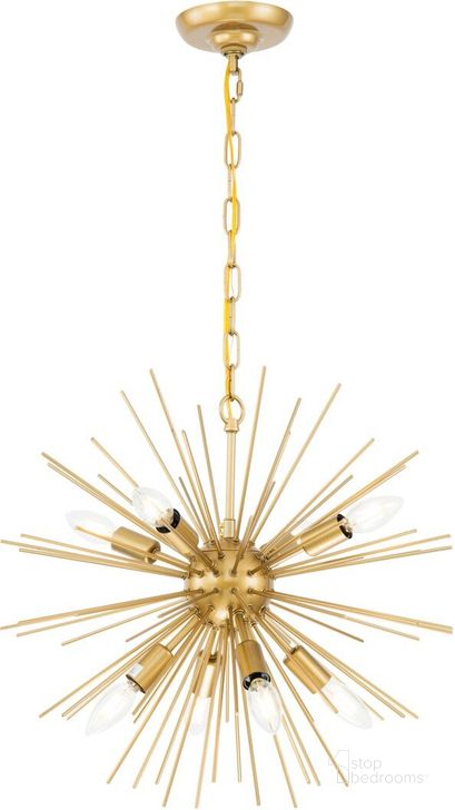 The appearance of Timber 8 Light Brass Pendant LD5036D20BR designed by Elegant Lighting in the industrial interior design. This brass piece of furniture  was selected by 1StopBedrooms from Timber Collection to add a touch of cosiness and style into your home. Sku: LD5036D20BR. Product Type: Pendant Lighting. Material: Iron. Image1