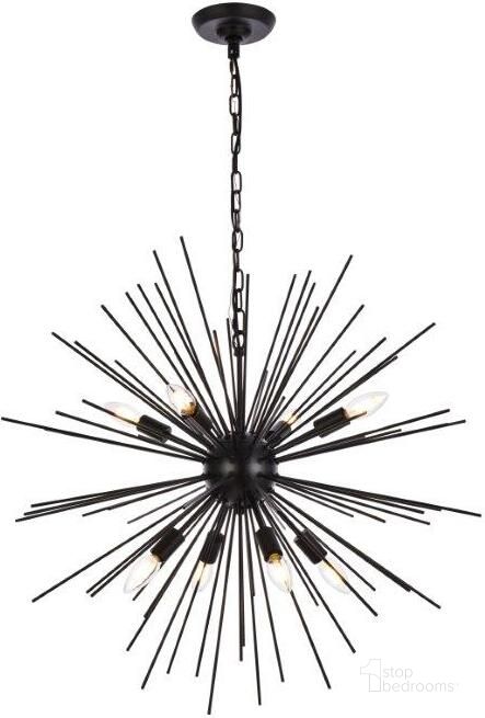 The appearance of Timber 8 Lights Black Pendant LD5051D30BK designed by Elegant Lighting in the modern / contemporary interior design. This black piece of furniture  was selected by 1StopBedrooms from Timber Collection to add a touch of cosiness and style into your home. Sku: LD5051D30BK. Product Type: Pendant Lighting. Material: Iron. Image1