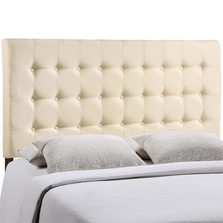 The appearance of Tinble Queen Upholstered Fabric Headboard In Ivory designed by Modway in the modern / contemporary interior design. This ivory piece of furniture  was selected by 1StopBedrooms from Tinble Collection to add a touch of cosiness and style into your home. Sku: MOD-5210-IVO. Material: Wood. Product Type: Headboard. Image1