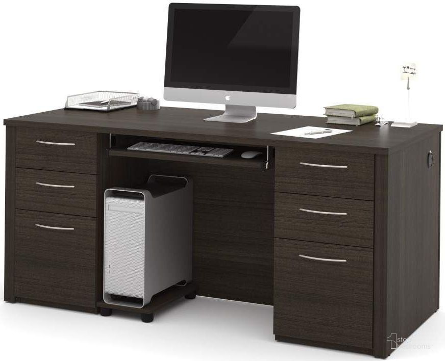 The appearance of Tirima Brown Executive Desk 0qb2207968 designed by Artisan Elegance in the modern / contemporary interior design. This brown piece of furniture  was selected by 1StopBedrooms from Tirima Collection to add a touch of cosiness and style into your home. Sku: 60850-79. Material: Wood. Product Type: Executive Desk. Image1