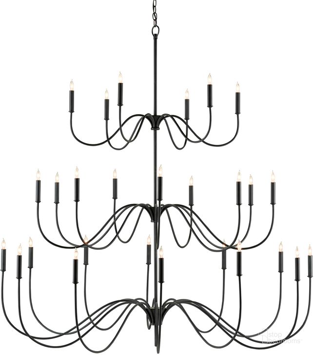 The appearance of Tirrell Large Black Chandelier designed by Currey & Company in the modern / contemporary interior design. This black piece of furniture  was selected by 1StopBedrooms from Tirrell Collection to add a touch of cosiness and style into your home. Sku: 9000-0655. Product Type: Chandelier. Material: Iron.