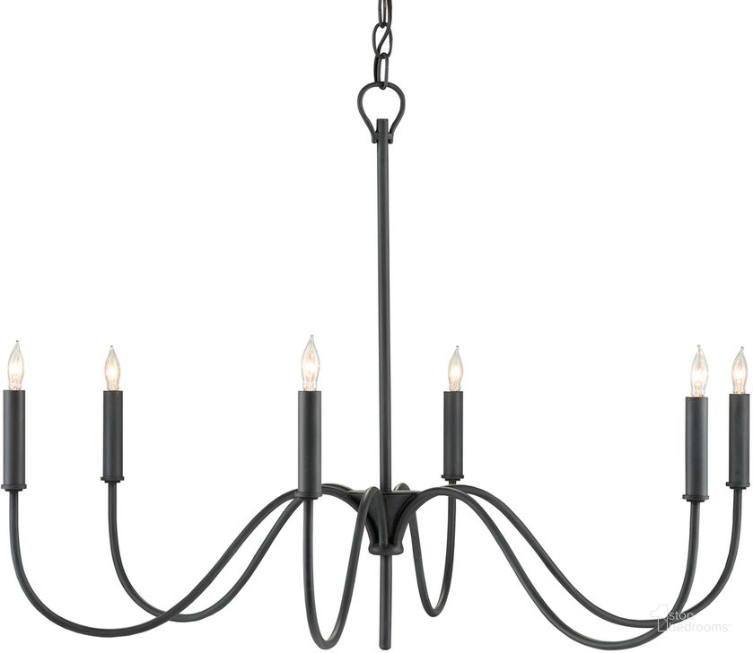 The appearance of Tirrell Small Black Chandelier designed by Currey & Company in the modern / contemporary interior design. This black piece of furniture  was selected by 1StopBedrooms from Tirrell Collection to add a touch of cosiness and style into your home. Sku: 9000-0653. Product Type: Chandelier. Material: Iron. Image1