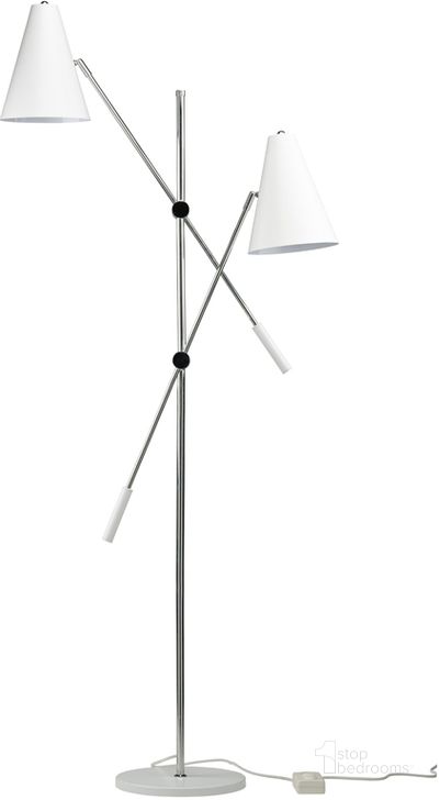 The appearance of Tivat White Metal 2 Shade Floor Lamp designed by Nuevo in the modern / contemporary interior design. This white piece of furniture  was selected by 1StopBedrooms from Tivat Collection to add a touch of cosiness and style into your home. Sku: HGRA391. Material: Metal. Product Type: Floor Lamp. Image1