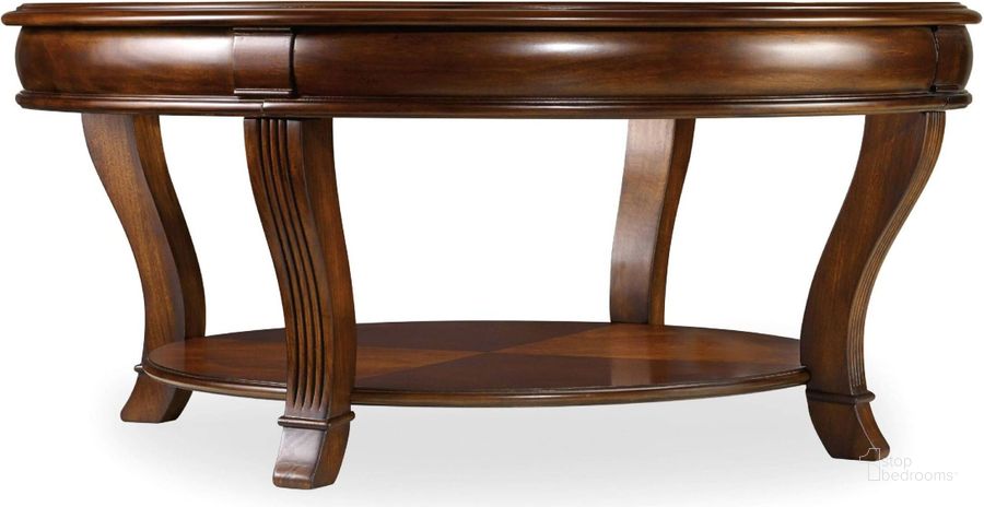 The appearance of Brookhaven Cherry Round Cocktail Table designed by Hooker in the traditional interior design. This brown piece of furniture  was selected by 1StopBedrooms from Brookhaven Collection to add a touch of cosiness and style into your home. Sku: 281-80-111. Material: Wood. Product Type: Cocktail Table. Image1