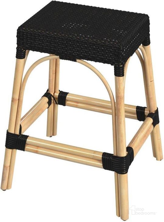 The appearance of Tobias 24.5 Inch Rattan Black Counter Stool designed by Butler Specialty Company in the transitional interior design. This black piece of furniture  was selected by 1StopBedrooms from Tobias Collection to add a touch of cosiness and style into your home. Sku: 5513425. Material: Rattan. Product Type: Barstool. Image1