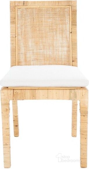 The appearance of Tojo Cane Dining Chair W and Cushion in Natural and White designed by Safavieh in the coastal interior design. This natural/white piece of furniture  was selected by 1StopBedrooms from Tojo Collection to add a touch of cosiness and style into your home. Sku: DCH6502A-SET2. Product Type: Dining Chair. Material: Rattan. Image1