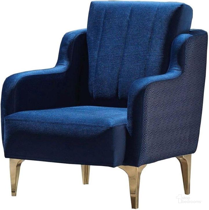The appearance of Toledo Living Room Armchair In Navy Blue designed by Furnia in the modern / contemporary interior design. This navy blue piece of furniture  was selected by 1StopBedrooms from Toledo Collection to add a touch of cosiness and style into your home. Sku: 101-TOL-GRA560-B. Material: Wood. Product Type: Arm Chair. Image1