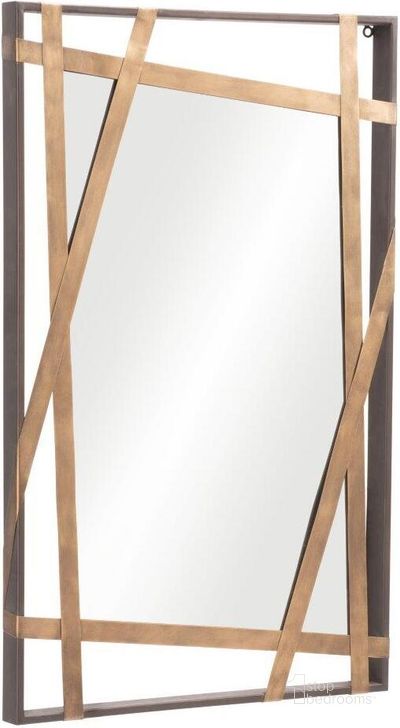 The appearance of Tolix Mirror In Antique Gold And Black designed by Zuo Modern in the modern / contemporary interior design. This gold piece of furniture  was selected by 1StopBedrooms from Tolix Collection to add a touch of cosiness and style into your home. Sku: A12255. Product Type: Mirror. Material: MDF. Image1