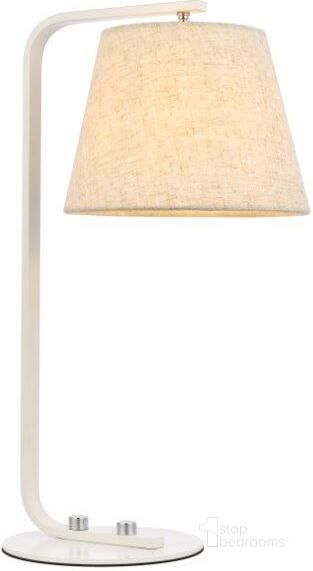 The appearance of Tomlinson 1 Light White Table Lamp designed by Elegant Lighting in the transitional interior design. This white piece of furniture  was selected by 1StopBedrooms from Tomlinson Collection to add a touch of cosiness and style into your home. Sku: LD2367WH. Product Type: Table Lamp. Material: Iron. Image1