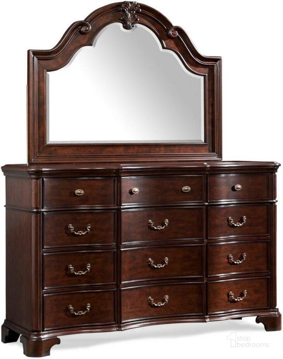 The appearance of Tomlyn Dark Cherry Dresser With Mirror designed by Picket House in the traditional interior design. This brown piece of furniture  was selected by 1StopBedrooms from Tomlyn Collection to add a touch of cosiness and style into your home. Sku: TB600DR;TB600MR. Product Type: Dresser and Mirror. Material: Plywood. Image1