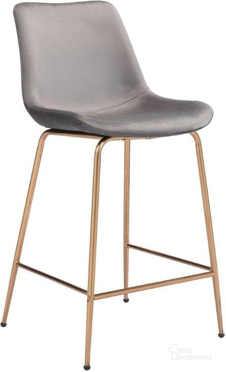 The appearance of Tony Counter Chair Gray and Gold designed by Zuo Modern in the modern / contemporary interior design. This gray and gold piece of furniture  was selected by 1StopBedrooms from Tony Collection to add a touch of cosiness and style into your home. Sku: 101761. Material: Steel. Product Type: Counter Height Chair. Image1
