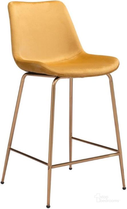The appearance of Tony Counter Chair Yellow and Gold designed by Zuo Modern in the modern / contemporary interior design. This yellow piece of furniture  was selected by 1StopBedrooms from Tony Collection to add a touch of cosiness and style into your home. Sku: 101763. Material: Steel. Product Type: Counter Height Chair. Image1