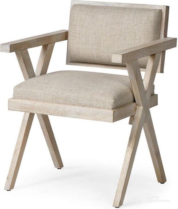 The appearance of Topanga I Cream Fabric Wrap Blonde Wooden Frame Dining Chair Set of 2 designed by Mercana in the modern / contemporary interior design. This cream piece of furniture  was selected by 1StopBedrooms from Topanga Collection to add a touch of cosiness and style into your home. Sku: 68505. Material: Wood. Product Type: Dining Chair. Image1