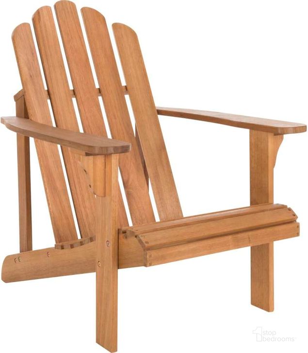 The appearance of Topher Teak Adirondack Chair designed by Safavieh in the traditional interior design. This natural piece of furniture  was selected by 1StopBedrooms from Topher Collection to add a touch of cosiness and style into your home. Sku: PAT7027A. Material: Steel. Product Type: Chair. Image1