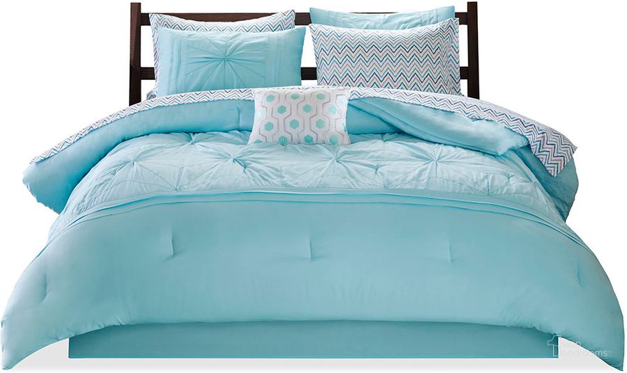 The appearance of Toren Polyester Microfiber Printed 7 Piece Comforter With Twin Sheet Set In Aqua designed by Olliix in the transitional interior design. This aqua piece of furniture  was selected by 1StopBedrooms from Toren Collection to add a touch of cosiness and style into your home. Sku: ID10-1232. Material: Polyester. Bed Size: Twin. Product Type: Comforter Set. Image1