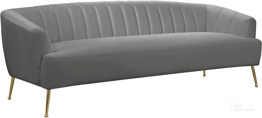 The appearance of Tori Grey Sofa designed by Meridian in the modern / contemporary interior design. This grey piece of furniture  was selected by 1StopBedrooms from Tori Collection to add a touch of cosiness and style into your home. Sku: 657Grey-S. Product Type: Sofa. Material: Velvet. Image1