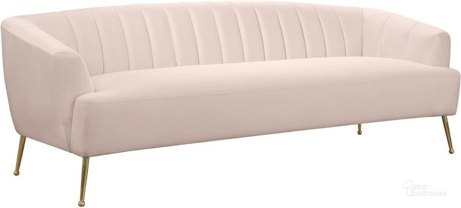 The appearance of Tori Pink Sofa designed by Meridian in the modern / contemporary interior design. This pink piece of furniture  was selected by 1StopBedrooms from Tori Collection to add a touch of cosiness and style into your home. Sku: 657Pink-S. Product Type: Sofa. Material: Velvet. Image1
