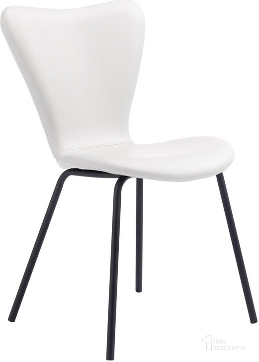 The appearance of Torlo Dining Chair Set of 2 In White designed by Zuo Modern in the modern / contemporary interior design. This white piece of furniture  was selected by 1StopBedrooms from Torlo Collection to add a touch of cosiness and style into your home. Sku: 109630. Product Type: Dining Chair. Material: Plywood. Image1