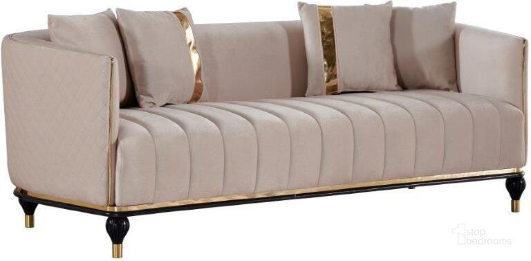 The appearance of Toronto 3 Seat Sofa In Cream designed by Furnia in the  interior design. This cream piece of furniture  was selected by 1StopBedrooms from Toronto Collection to add a touch of cosiness and style into your home. Sku: 101-TOR-S0231-3. Material: Wood. Product Type: Sofa. Image1