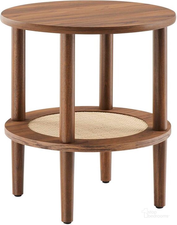 The appearance of Torus Round Side Table In Walnut designed by Modway in the  interior design. This walnut piece of furniture  was selected by 1StopBedrooms from Torus Collection to add a touch of cosiness and style into your home. Sku: EEI-6527-WAL. Product Type: Side Table. Material: MDF. Image1