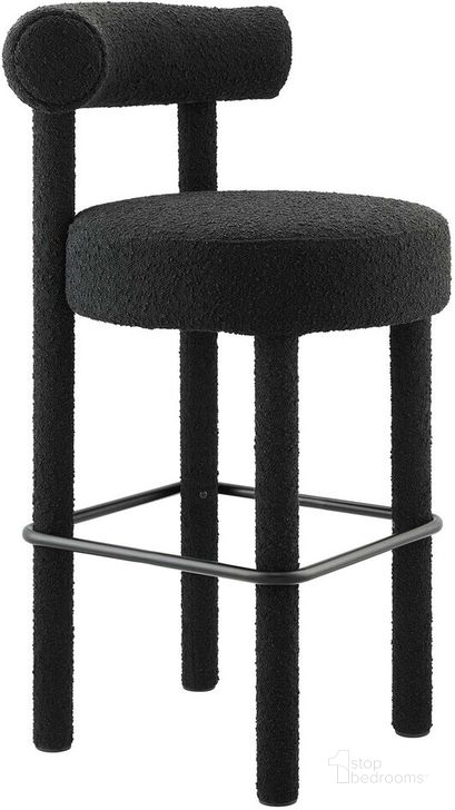 The appearance of Toulouse Boucle Fabric Bar Stool In Black Black designed by Modway in the modern / contemporary interior design. This black black piece of furniture  was selected by 1StopBedrooms from Toulouse Collection to add a touch of cosiness and style into your home. Sku: EEI-6385-BLK-BLK. Product Type: Barstool. Material: Plywood. Image1