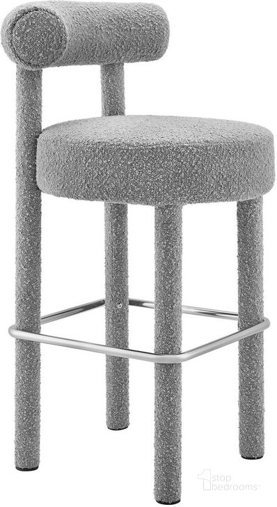 The appearance of Toulouse Boucle Fabric Bar Stool In Silver designed by Modway in the modern / contemporary interior design. This silver piece of furniture  was selected by 1StopBedrooms from Toulouse Collection to add a touch of cosiness and style into your home. Sku: EEI-6385-LGR-SLV. Product Type: Barstool. Material: Plywood. Image1