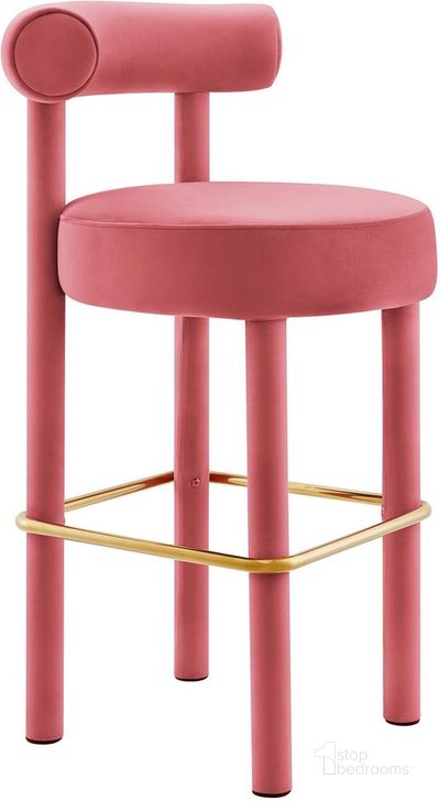 The appearance of Toulouse Performance Velvet Bar Stool In Gold designed by Modway in the modern / contemporary interior design. This gold piece of furniture  was selected by 1StopBedrooms from Toulouse Collection to add a touch of cosiness and style into your home. Sku: EEI-6386-BLO-GLD. Product Type: Barstool. Material: Plywood. Image1