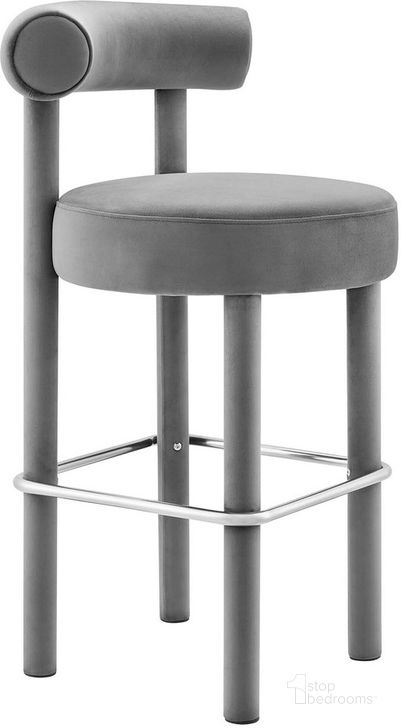 The appearance of Toulouse Performance Velvet Bar Stool In Gray/Silver designed by Modway in the modern / contemporary interior design. This gray/silver piece of furniture  was selected by 1StopBedrooms from Toulouse Collection to add a touch of cosiness and style into your home. Sku: EEI-6386-GRY-SLV. Product Type: Barstool. Material: Plywood. Image1