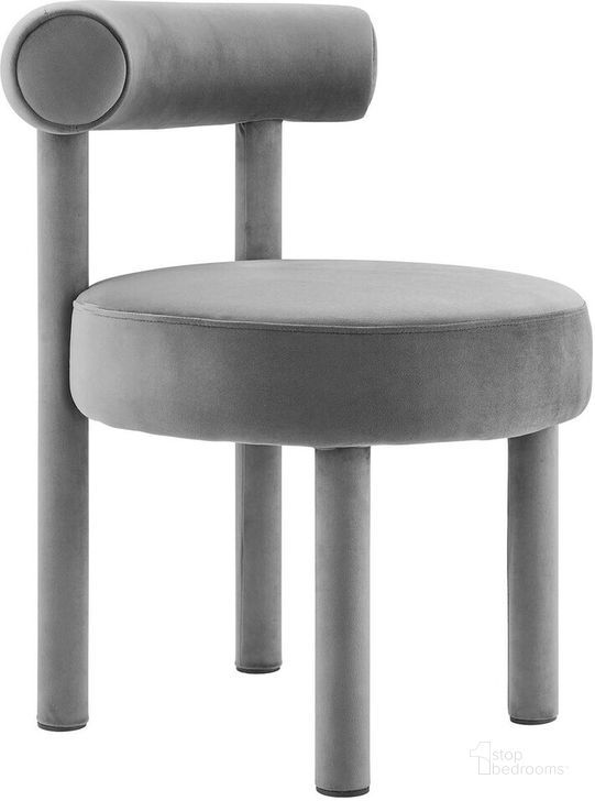 The appearance of Toulouse Performance Velvet Dining Chair In Gray designed by Modway in the modern / contemporary interior design. This gray piece of furniture  was selected by 1StopBedrooms from Toulouse Collection to add a touch of cosiness and style into your home. Sku: EEI-6388-GRY. Product Type: Dining Chair. Material: Plywood. Image1