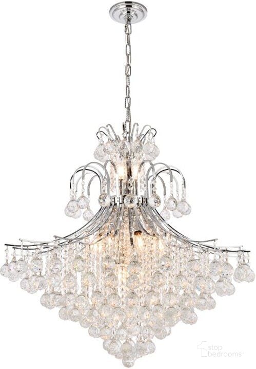 The appearance of Toureg Chrome Chandelier V8005G31C/RC designed by Elegant Lighting in the transitional interior design. This chrome piece of furniture  was selected by 1StopBedrooms from Toureg Collection to add a touch of cosiness and style into your home. Sku: V8005G31C/RC. Material: Steel. Product Type: Chandelier. Image1