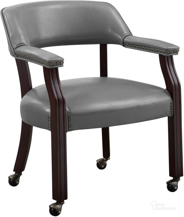 The appearance of Tournament Arm Chair with Casters In Brown designed by Steve Silver in the traditional interior design. This brown piece of furniture  was selected by 1StopBedrooms from Tournament Collection to add a touch of cosiness and style into your home. Sku: TU500AG. Product Type: Arm Chair. Material: Rubberwood. Image1