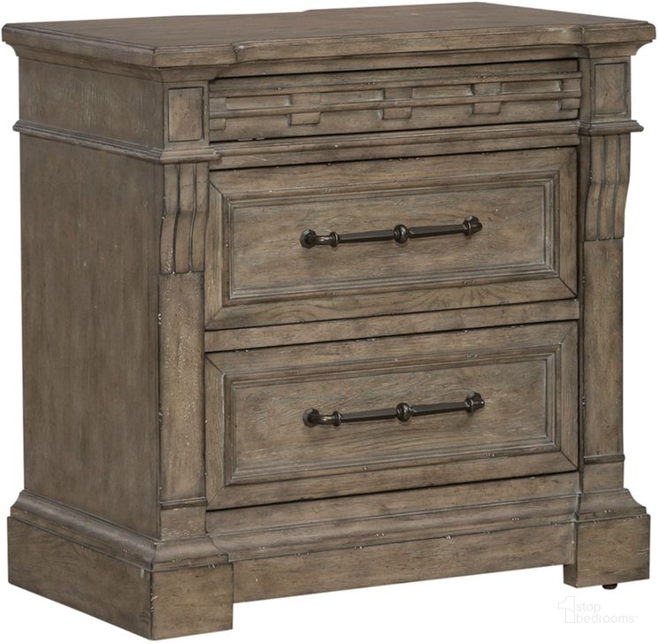The appearance of Town And Country 3 Drawer Nightstand With Charging Station In Medium Brown designed by Liberty in the traditional interior design. This medium brown piece of furniture  was selected by 1StopBedrooms from Town And Country Collection to add a touch of cosiness and style into your home. Sku: 711-BR61. Product Type: Nightstand. Material: Rubberwood. Image1