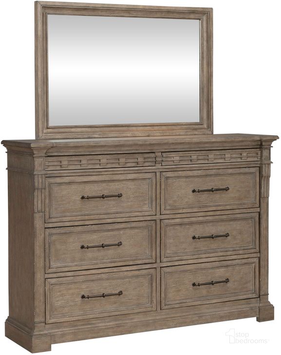 The appearance of Town And Country Dresser And Mirror In Medium Brown designed by Liberty in the traditional interior design. This medium brown piece of furniture  was selected by 1StopBedrooms from Town And Country Collection to add a touch of cosiness and style into your home. Sku: 711-BR31;711-BR51. Product Type: Dresser and Mirror. Material: Rubberwood. Image1