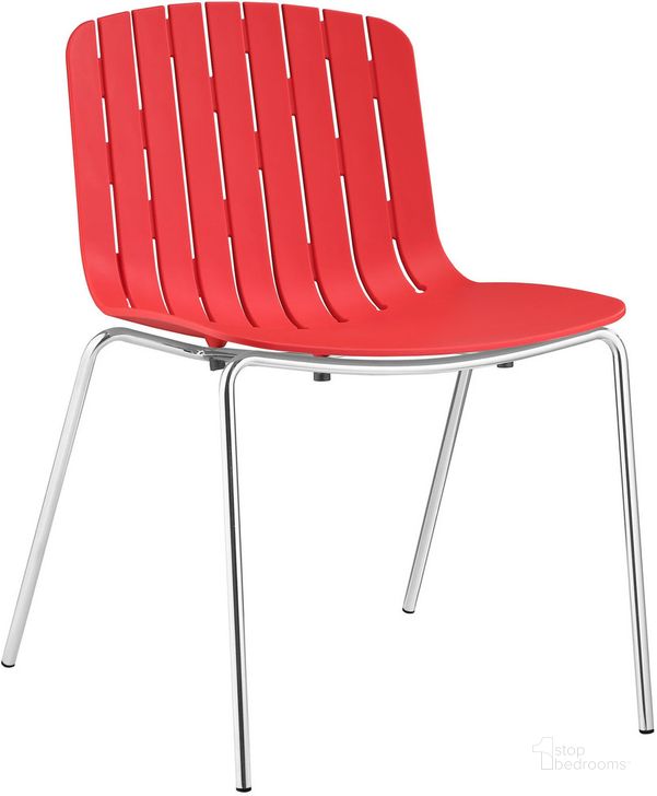 The appearance of Trace Dining Side Chair In Red designed by Modway in the modern / contemporary interior design. This red piece of furniture  was selected by 1StopBedrooms from Trace Collection to add a touch of cosiness and style into your home. Sku: EEI-1495-RED. Material: Polypropylene. Product Type: Side Chair. Image1