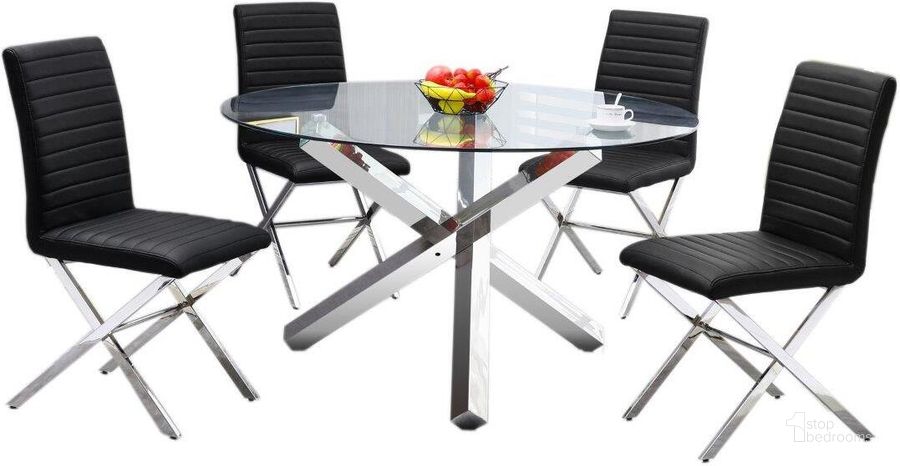 The appearance of Tracy 5 Piece Modern Glass Dining Set In Black designed by Best Master Furniture in the modern / contemporary interior design. This black piece of furniture  was selected by 1StopBedrooms from Tracy Collection to add a touch of cosiness and style into your home. Sku: T19B5. Material: Glass. Product Type: Dining Room Set. Image1