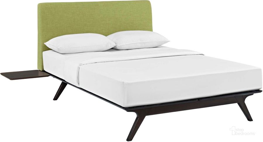 The appearance of Tracy Cappuccino Green 3 Piece Queen Bedroom Set designed by Modway in the modern / contemporary interior design. This cappuccino green piece of furniture  was selected by 1StopBedrooms from Tracy Collection to add a touch of cosiness and style into your home. Sku: MOD-5257-CAP-GRN-SET. Bed Type: Platform Bed. Product Type: Platform Bed. Bed Size: Queen. Material: Rubberwood. Image1