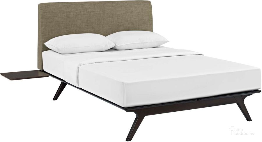The appearance of Tracy Cappuccino Latte 3 Piece Queen Bedroom Set MOD-5257-CAP-LAT-SET designed by Modway in the modern / contemporary interior design. This cappuccino latte piece of furniture  was selected by 1StopBedrooms from Tracy Collection to add a touch of cosiness and style into your home. Sku: MOD-5257-CAP-LAT-SET. Bed Type: Platform Bed. Product Type: Platform Bed. Bed Size: Queen. Material: Rubberwood. Image1