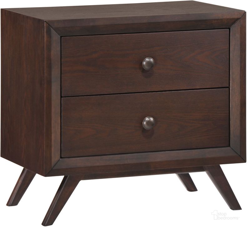 The appearance of Tracy Cappuccino Nightstand designed by Modway in the modern / contemporary interior design. This cappuccino piece of furniture  was selected by 1StopBedrooms from Tracy Collection to add a touch of cosiness and style into your home. Sku: MOD-5240-CAP. Product Type: Nightstand. Material: Rubberwood. Image1