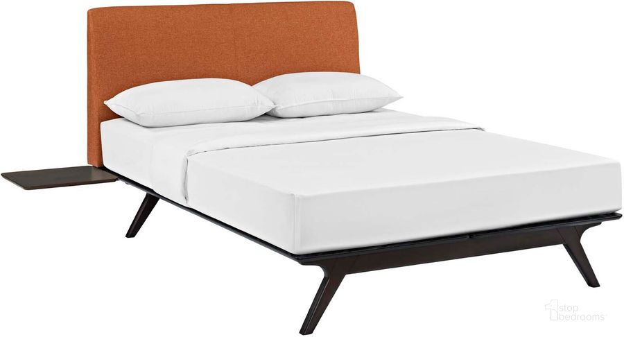 The appearance of Tracy Cappuccino Orange 3 Piece Queen Bedroom Set MOD-5257-CAP-ORA-SET designed by Modway in the modern / contemporary interior design. This cappuccino orange piece of furniture  was selected by 1StopBedrooms from Tracy Collection to add a touch of cosiness and style into your home. Sku: MOD-5257-CAP-ORA-SET. Bed Type: Platform Bed. Product Type: Platform Bed. Bed Size: Queen. Material: Rubberwood. Image1