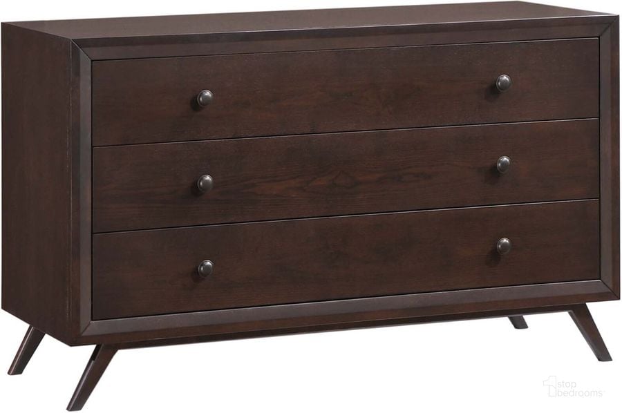 The appearance of Tracy Cappuccino Wood Dresser designed by Modway in the modern / contemporary interior design. This cappuccino piece of furniture  was selected by 1StopBedrooms from Tracy Collection to add a touch of cosiness and style into your home. Sku: MOD-5241-CAP. Product Type: Dresser. Material: Rubberwood. Image1