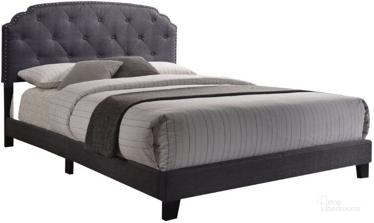 The appearance of Tradilla Gray Queen Upholstered Platform Bed designed by ACME in the modern / contemporary interior design. This gray piece of furniture  was selected by 1StopBedrooms from Tradilla Collection to add a touch of cosiness and style into your home. Sku: 26370Q. Bed Type: Platform Bed. Material: Fabric. Product Type: Platform Bed. Bed Size: Queen. Image1