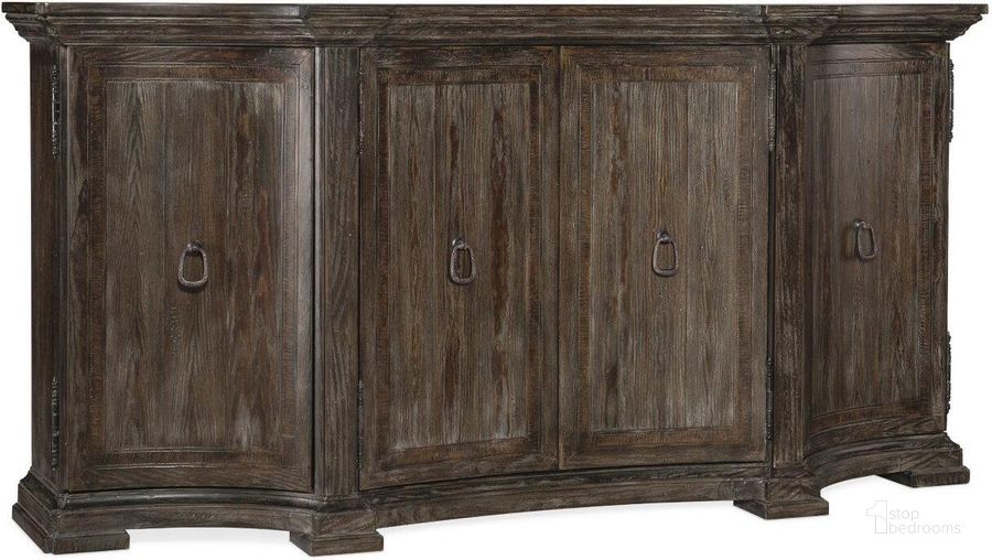 The appearance of Traditions Buffet 5961-75903-89 designed by Hooker in the traditional interior design. This dark wood piece of furniture  was selected by 1StopBedrooms from Traditions Collection to add a touch of cosiness and style into your home. Sku: 5961-75903-89. Material: Wood. Product Type: Buffet. Image1