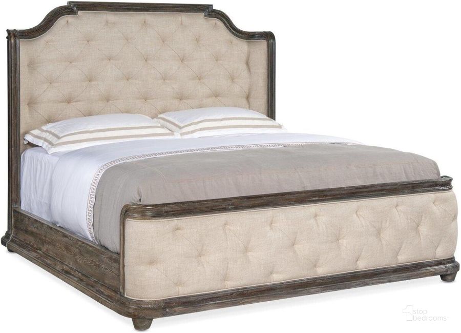 The appearance of Traditions California King Upholstered Panel Bed designed by Hooker in the traditional interior design. This dark wood piece of furniture  was selected by 1StopBedrooms from Traditions Collection to add a touch of cosiness and style into your home. Sku: 5961-90863-89;5961-90867-89;5961-90868-89. Bed Type: Panel Bed. Material: Fabric. Product Type: Panel Bed. Bed Size: California King. Image1