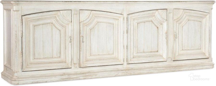 The appearance of Traditions Credenza 5961-85004-02 designed by Hooker in the traditional interior design. This white piece of furniture  was selected by 1StopBedrooms from Traditions Collection to add a touch of cosiness and style into your home. Sku: 5961-85004-02. Material: Wood. Product Type: Credenza. Image1
