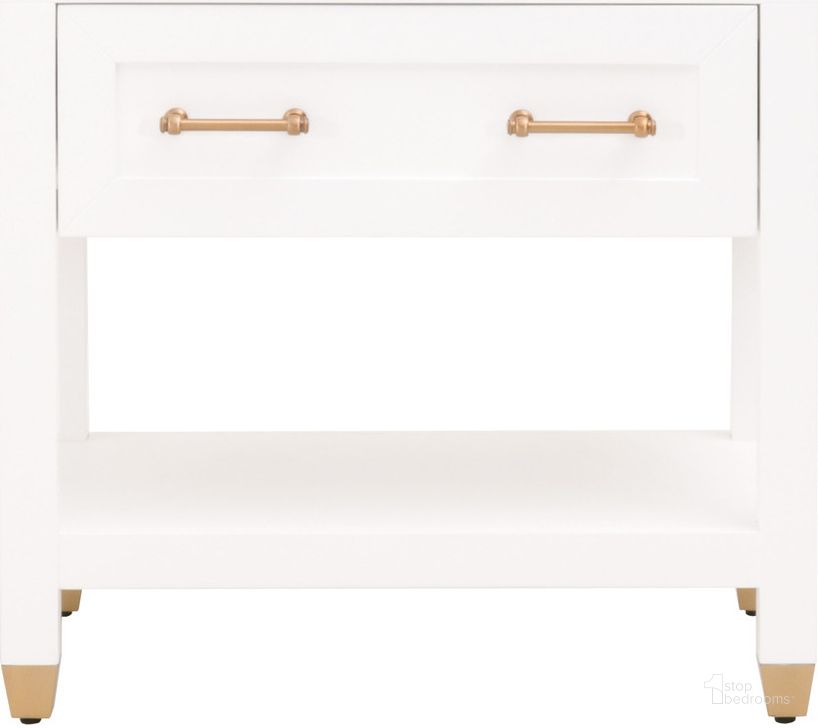 The appearance of Traditions Matte White Stella 1 Drawer Nightstand designed by Essentials For Living in the modern / contemporary interior design. This white piece of furniture  was selected by 1StopBedrooms from Traditions Collection to add a touch of cosiness and style into your home. Sku: 6134.WHT/BBRS. Material: Wood. Product Type: Nightstand. Image1