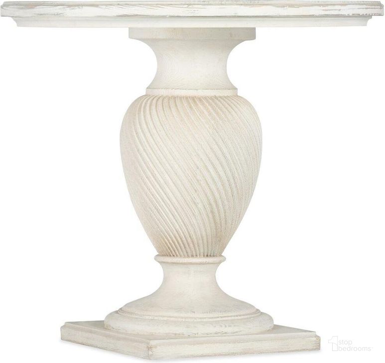 The appearance of Traditions Round End Table 5961-80116-02 designed by Hooker in the traditional interior design. This white piece of furniture  was selected by 1StopBedrooms from Traditions Collection to add a touch of cosiness and style into your home. Sku: 5961-80116-02. Material: Wood. Product Type: End Table. Image1